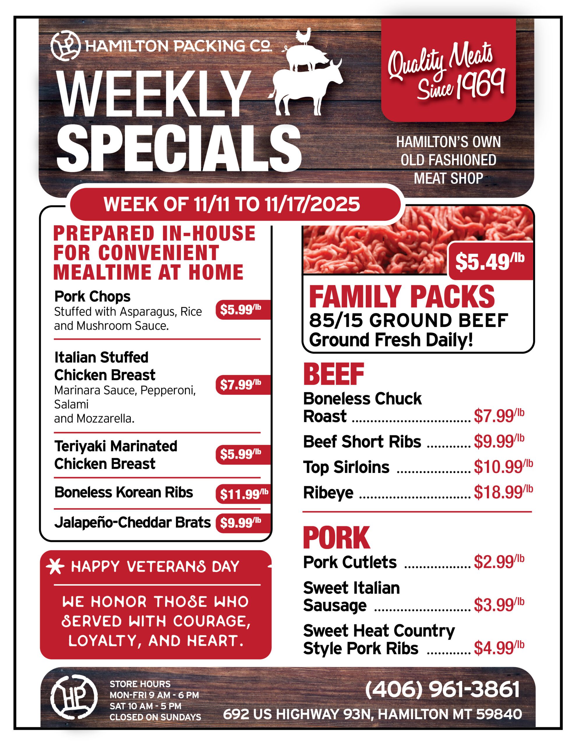 HP Weekly Specials - Full Page in Store 8.5x11 - Nov 11 Weekly Specials October 28th Hamilton Packing Co.